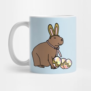 Funny Easter Bunny Ears and Eggs Capybara Mug